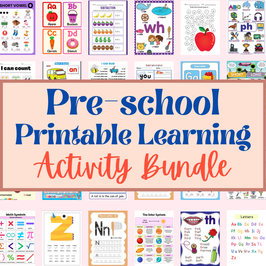 Preschool Printable Learning Activity Bundle
